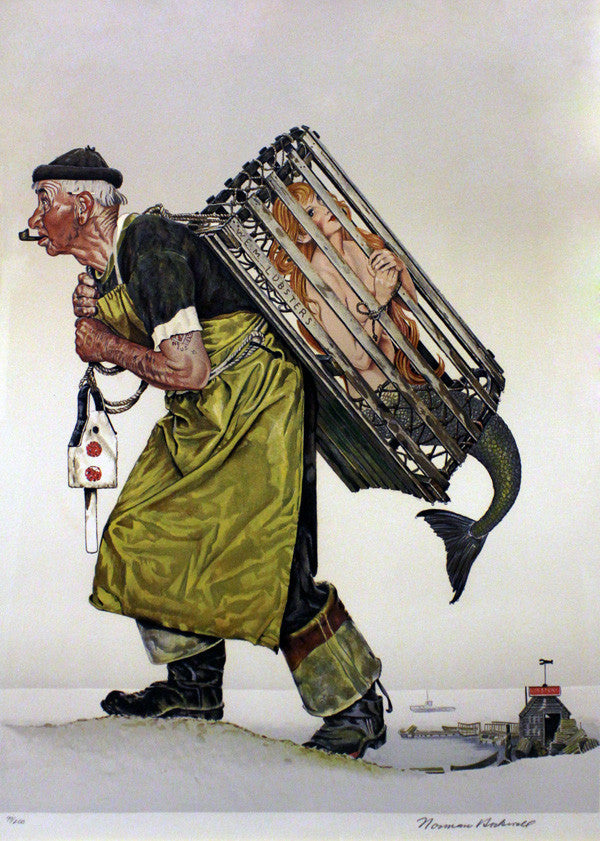 Mermaid, a Fair Catch by Norman Rockwell, lithograph