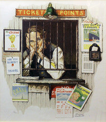 Ticket Seller by Norman Rockwell, 1975 lithograph