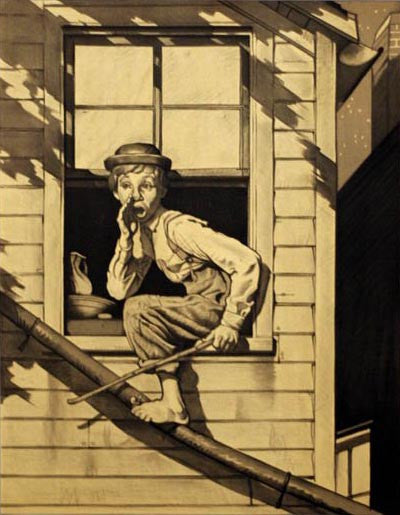 Tom Sawyer Hey by Norman Rockwell, lithograph