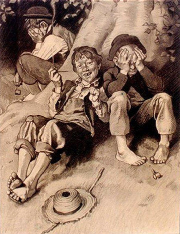 Tom Sawyer Smoking by Norman Rockwell, 1935 lithograph