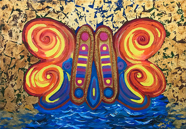 Orange Butterfly by Lorena Romano by Artists Misc., 2012 acrylic on canvas