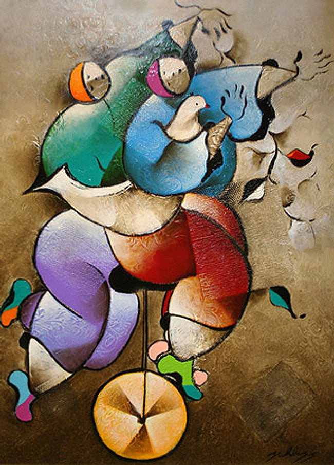 Peaceful Ride by David Schluss, mixed media, on canvas