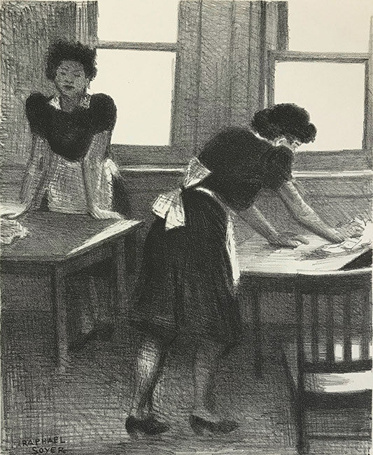 Waitresses by Raphael Soyer by Artists Misc., 1954 lithograph with hand coloring in crayons