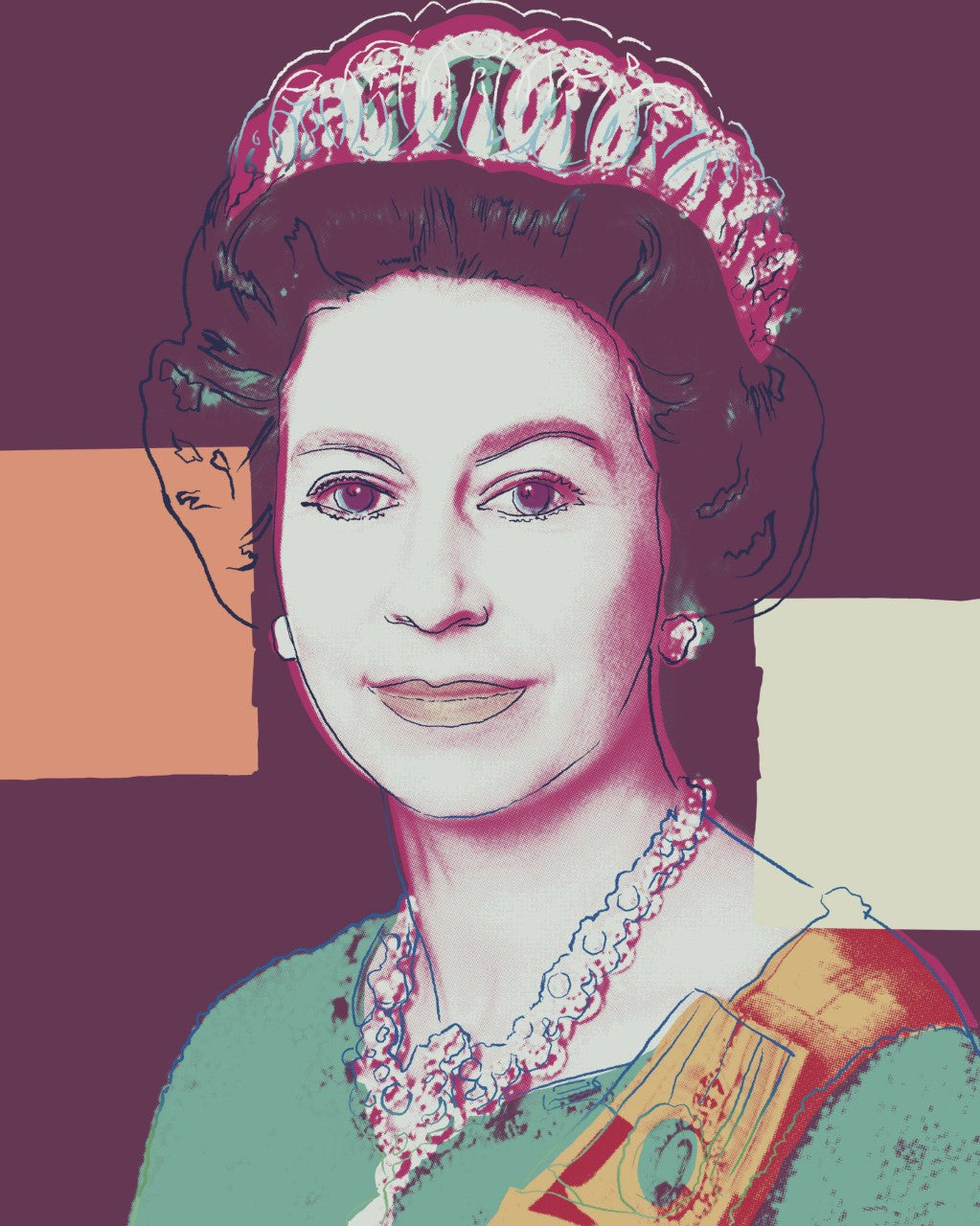 Queen Elizabeth (334) (Diamond Dust) by Sunday B. Morning, 2022 screenprint with diamond dust