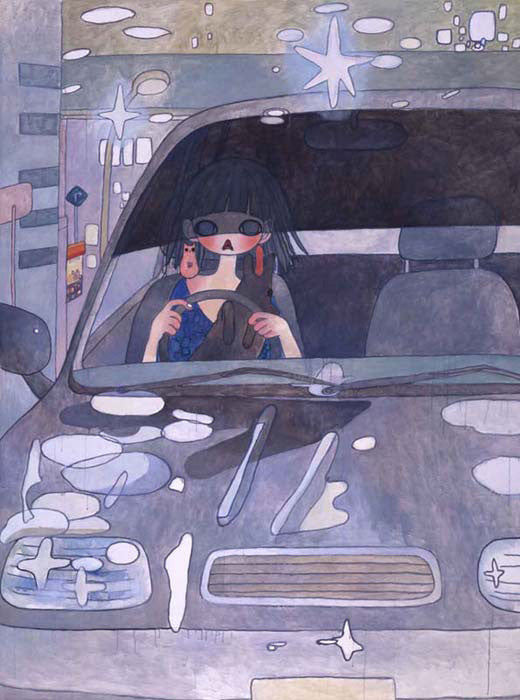 Drive with a Night Dog by Aya Takano, 2006 lithograph