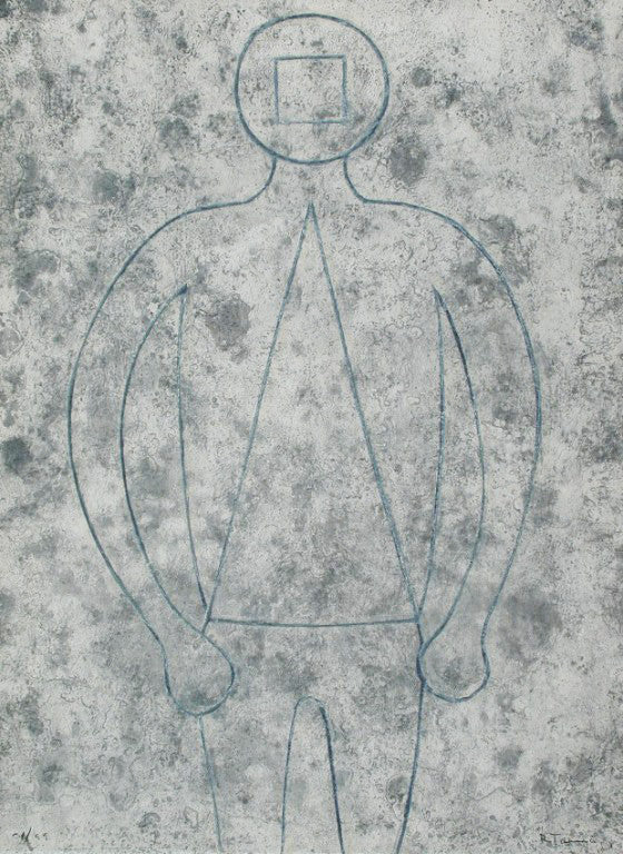 Figura De Hombre En Azul Con Fondo Gris by Rufino Tamayo, 1979 carborundum etching