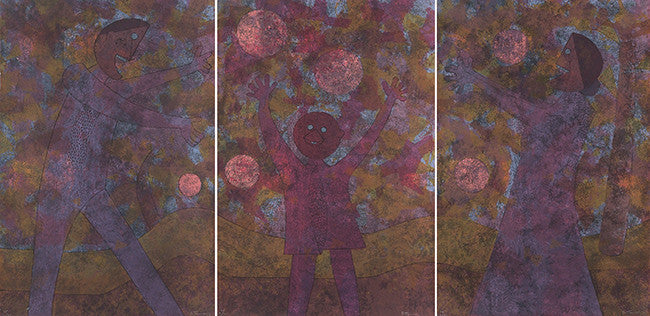 La Familia Jugando (Triptych) by Rufino Tamayo, 1983 screenprint