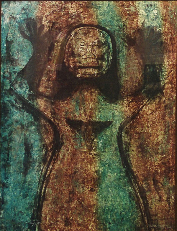 Mujer Con Brazos En Alto by Rufino Tamayo, 1976 mixographia on Arches paper