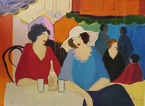 Cafe by Itzchack Tarkay, serigraph