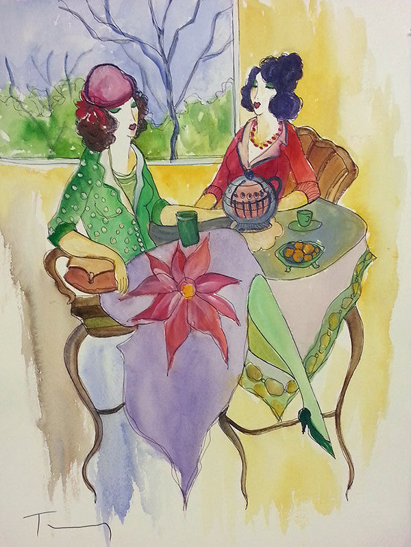 Fall Afternoon (Watercolor) by Izchak Tarkay, watercolor on paper