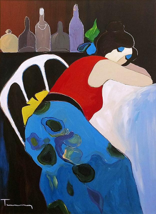 Resting by Itzchack Tarkay, acrylic on canvas