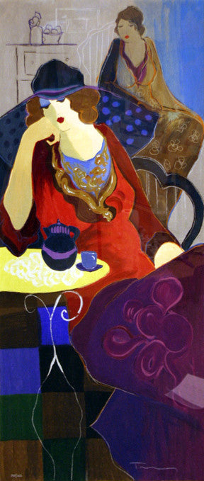 Tired at Tea by Izchak Tarkay, 1998 serigraph