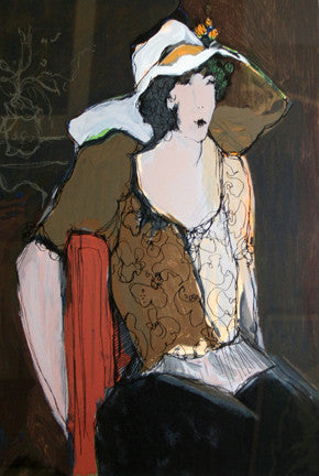 White Hat by Izchak Tarkay, lithograph