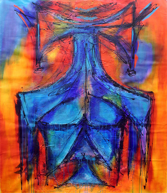 Blue Male Torso by Tito, 2005 mixed media, on canvas