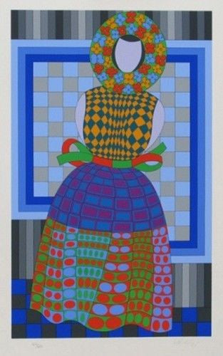 Fille Fleur (White) by Victor Vasarely, 1982 serigrap