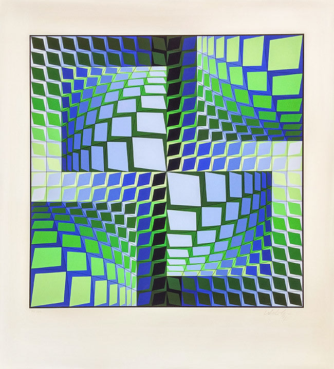 Thez by Victor Vasarely, 1982 silkscreen on Arches paper