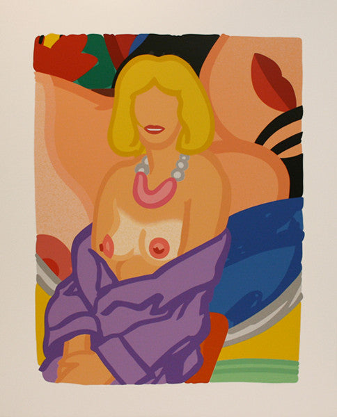 CLAIRE SITTING WITH ROBE HALF OFF BY TOM WESSELMANN