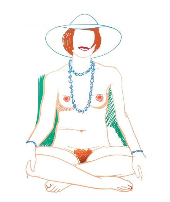 Monica Sitting Cross-legged with Beads by Tom Wesselmann, 1985 alkyd on cut out steel