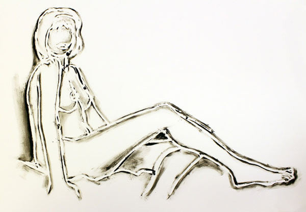 Monica Sitting, One Leg on the Other by Tom Wesselmann, mixed media on paper