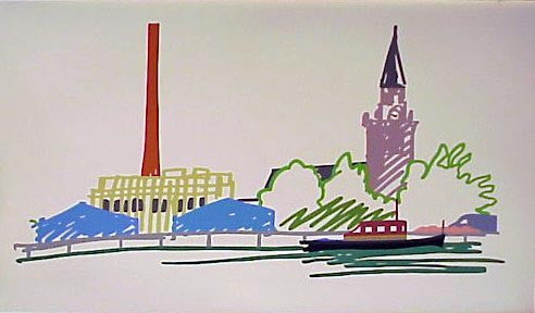 Thames Scene with Power Station by Tom Wesselmann