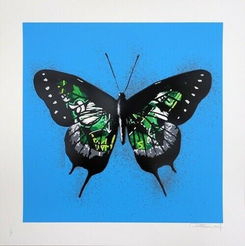 Butterfly (Green) by Martin Whatson, 2017 color screen print with embossed finish
