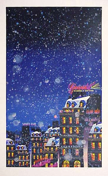 Snowy Night by Hiro Yamagata, 1988 silkscreen