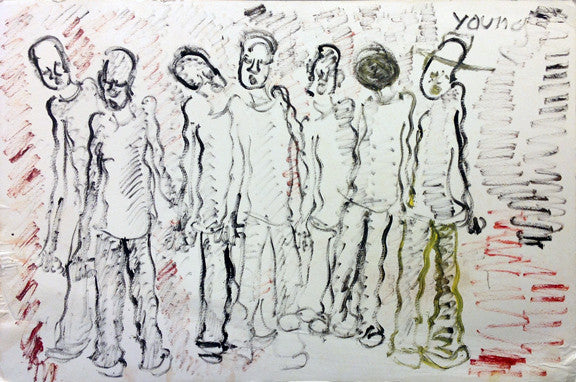 Seven Men by Purvis Young by Artists Misc., mixed media
