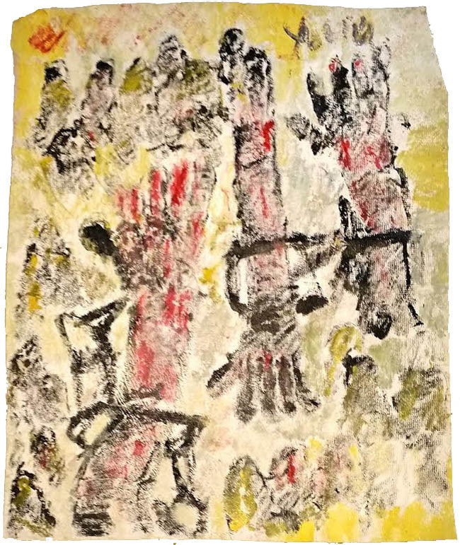 The Shackles Must Be Broken by Purvis Young, plastered canvas