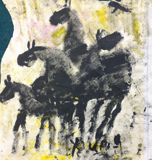 Three Horses by Purvis Young, acrylic on canvas