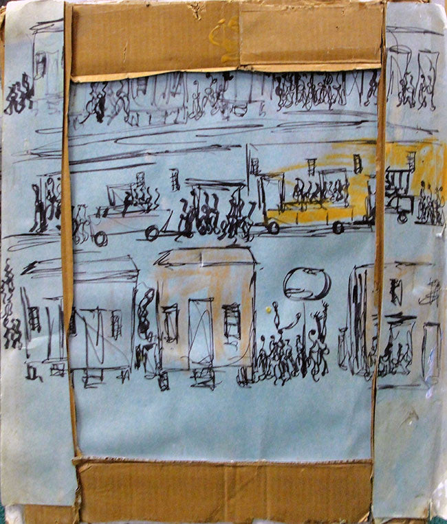 Town by Purvis Young, mixed media original