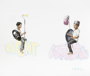 Style Wars - Right Vs. Wrong by Ernest Zacharevic by Artists Misc., 2014 hand painted multiple