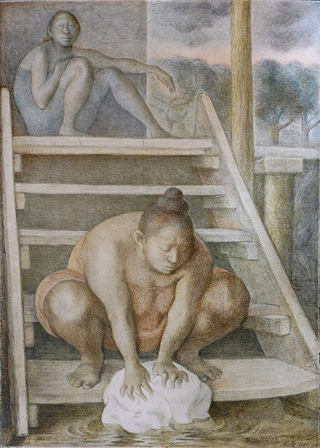 La Escalera by Francisco Zuniga, 1986 lithograph