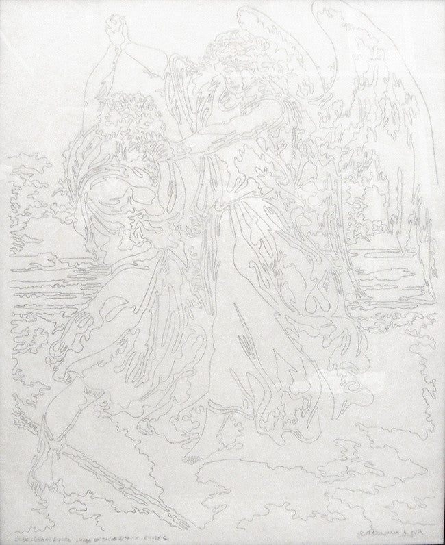 Etude Lineaire D. Dore L'ange Et Jacob by Guillaume Azoulay, 1997 pencil drawing on paper