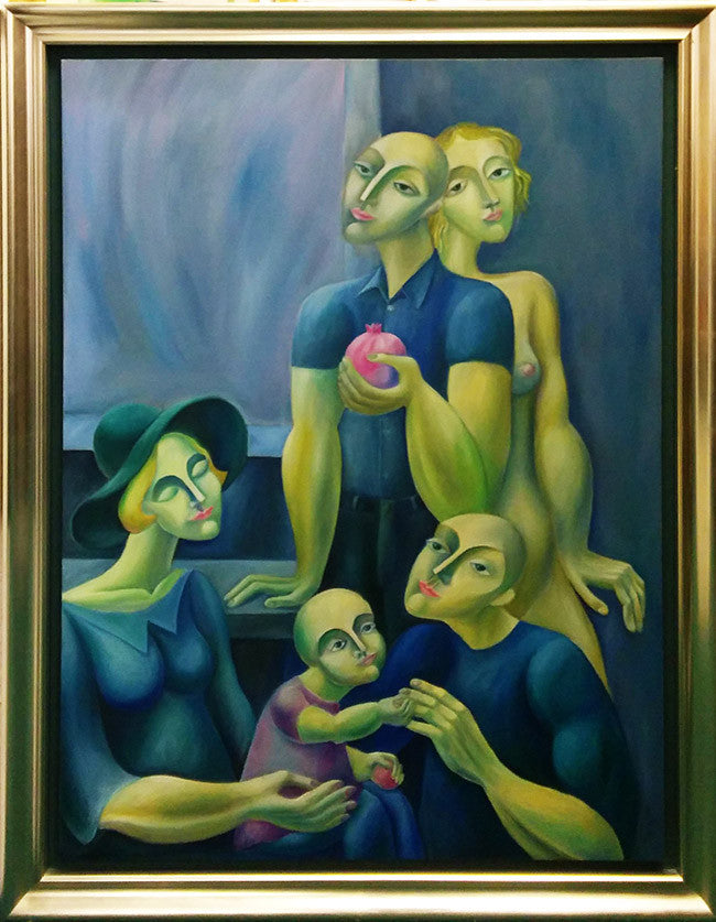 Family by Yuroz, 1992 oil on canvas